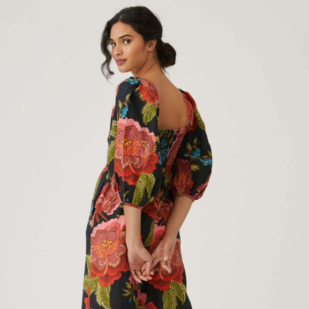 FARM Rio Anthropologie Printed Linen Blend Jumpsuit Size XS